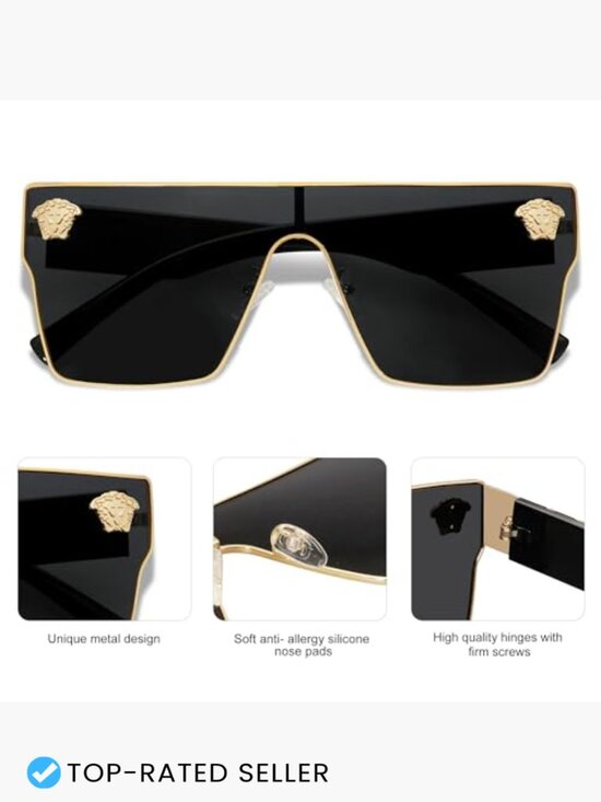 Oversized Square Sunglasses Vintage Trendy UV Protection Classic
